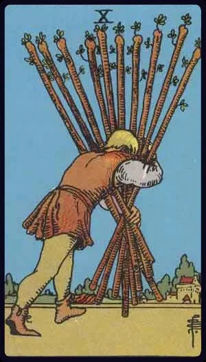 Карта Таро: Десятка Жезлов