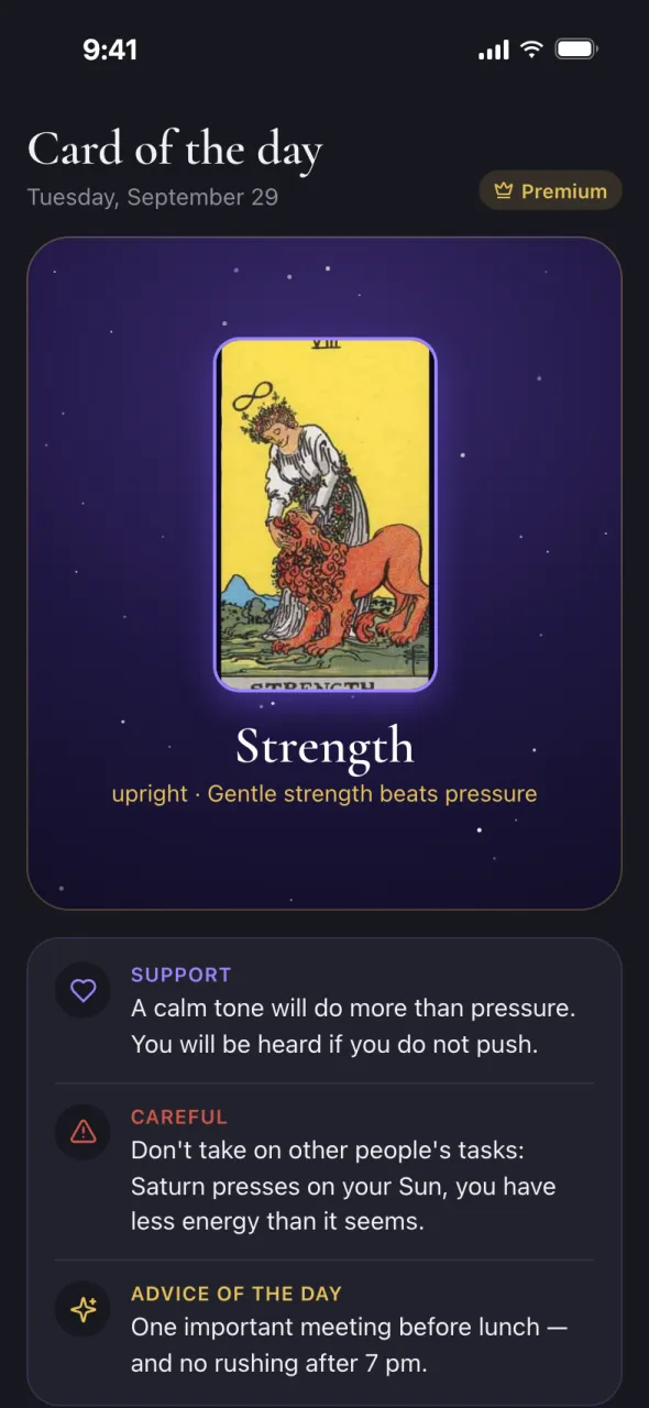 Oracul preview in Telegram: card of the day