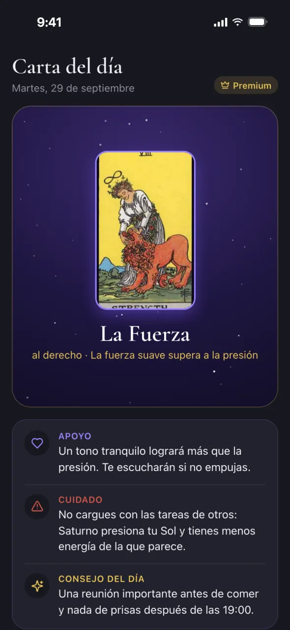 Vista previa de Oracul en Telegram: carta del día