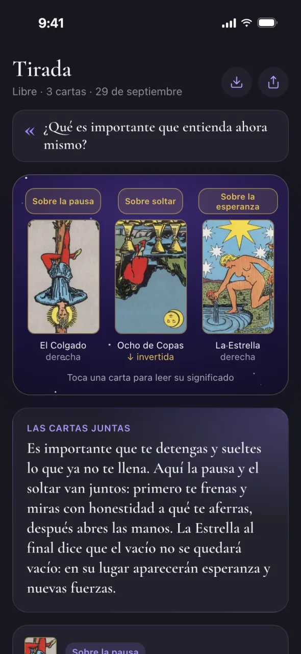 Vista previa de Oracul en Telegram: tirada libre