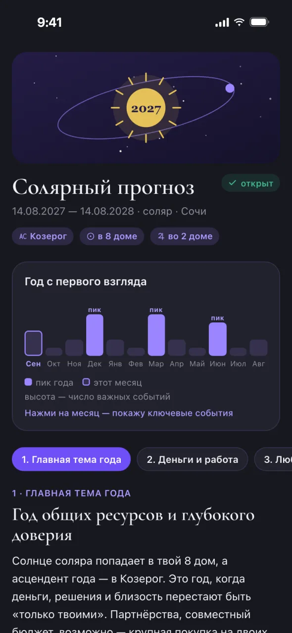 Превью Oracul в Telegram: солярный прогноз