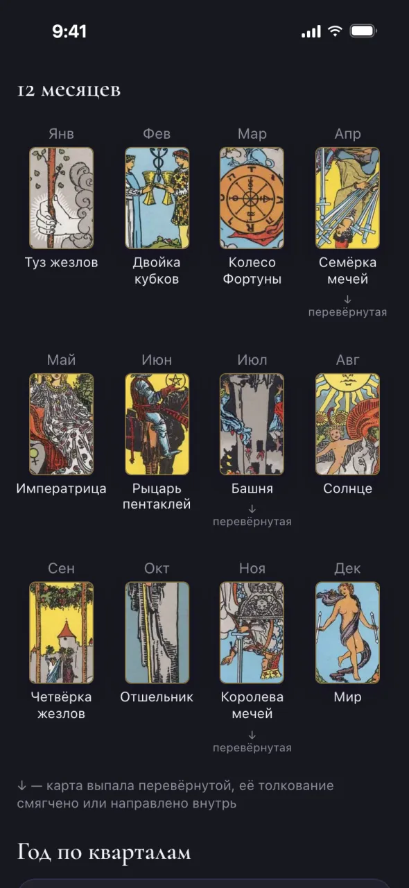 Превью Oracul в Telegram: Таро на год