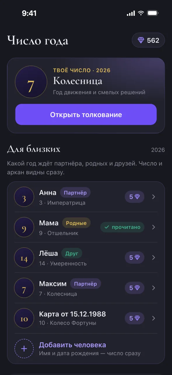 Превью Oracul в Telegram: число года